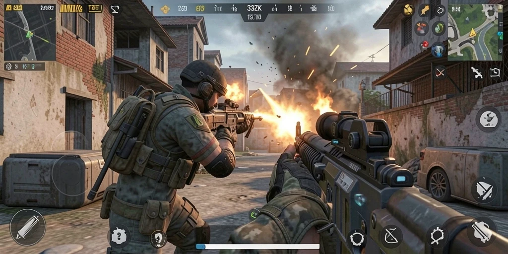 Screenshot menampilkan aksi mendebarkan dalam gameplay FPS 33ZK.