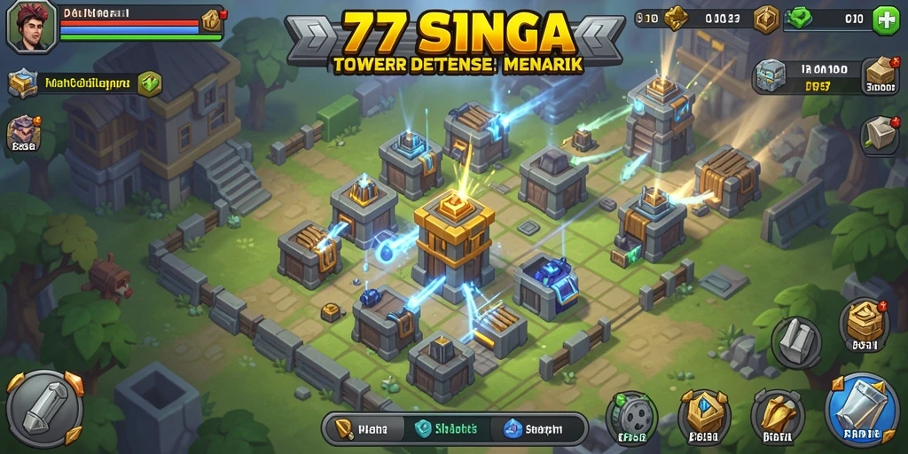 Tangkapan layar gameplay menampilkan aksi menara Tower Defense yang menarik.