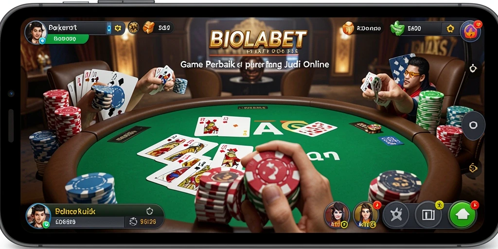 Screenshot gameplay BIOLABET yang menunjukkan aksi Poker yang mendebarkan.