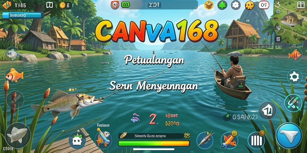 Tampilan gameplay <strong>CANVA168</strong> yang menampilkan pengalaman memancing yang seru.