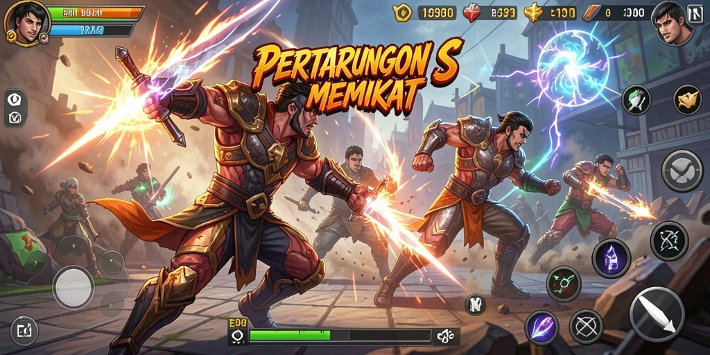 Screenshot menunjukkan pertarungan epik antara karakter di E88.
