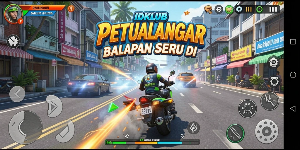 Screenshot gameplay menampilkan aksi balapan mendebarkan di IDKLUB.