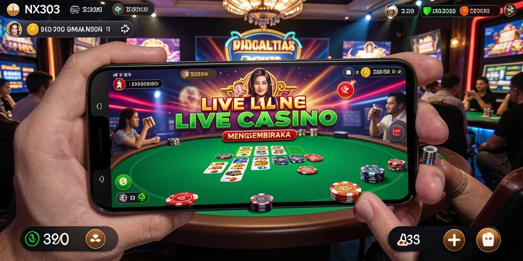 Tampilan gameplay menarik dan interaktif dari NX303 di Live Casino.