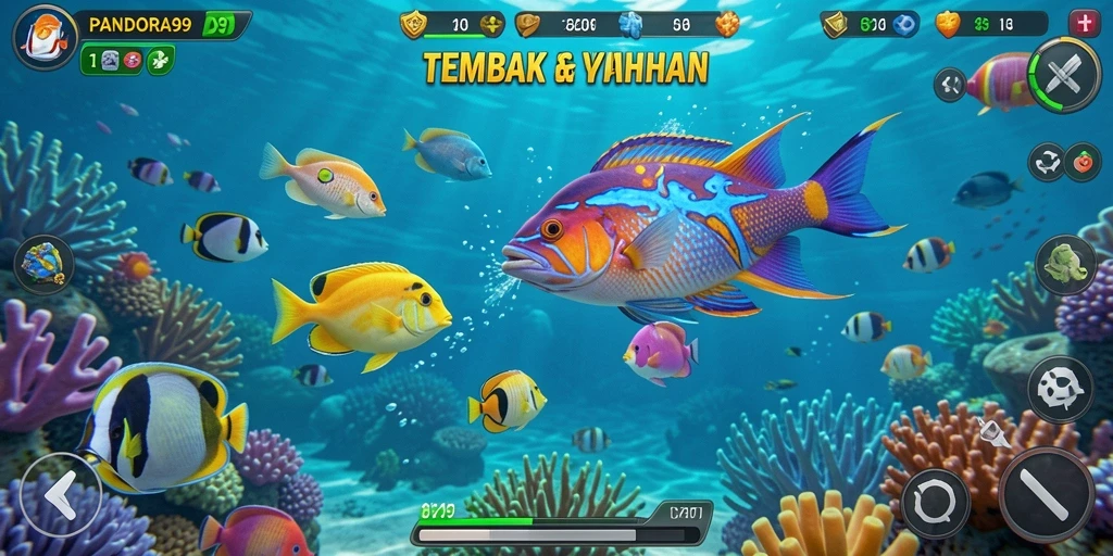 Tangkapan layar memukau dari gameplay Tembak Ikan PANDORA99.