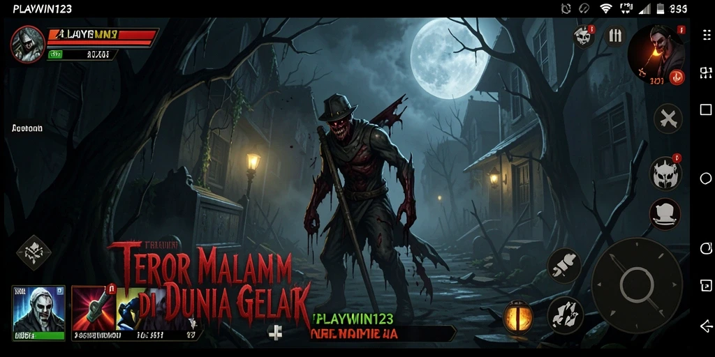 Screenshot gameplay mencekam dari PLAYWIN123, menampilkan suasana horor yang intens.