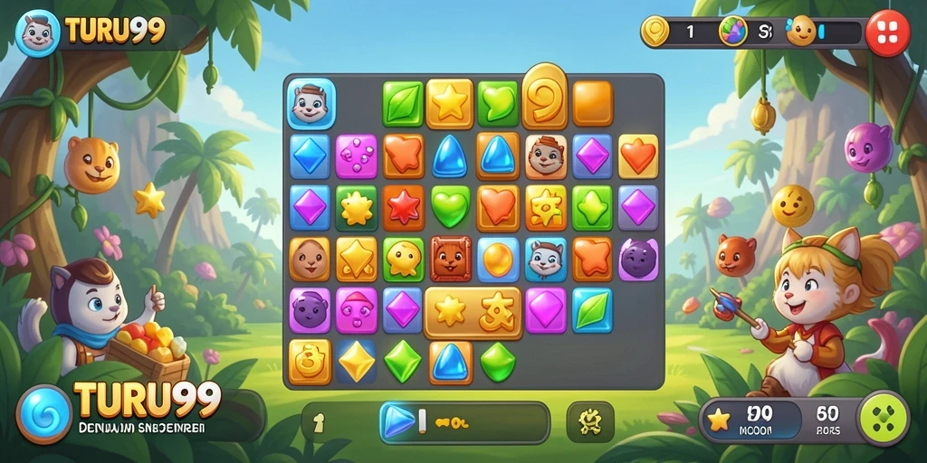 Tampilan gameplay TURU99 yang menarik dan penuh warna.