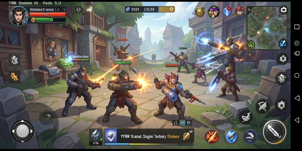 Tampilan screenshot gameplay menampilkan pertempuran strategis di YYRR.